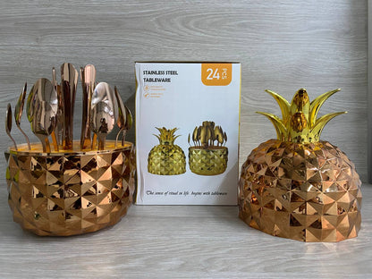 JUEGO DE CUBIERTOS HUEVO PIÑA X 24