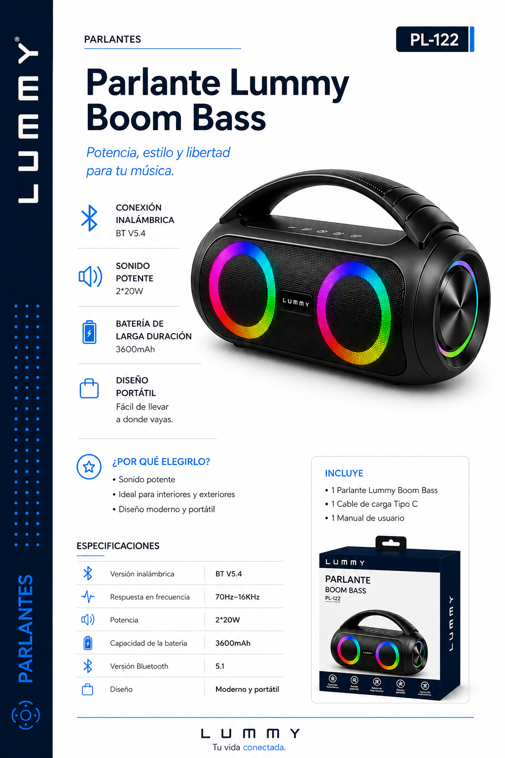 PARLANTE BLUETOOTH LUMMY BOOM BASS